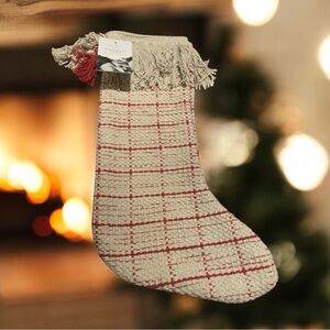Magnolia Home Joanna Gaines Loloi 20” Liam Woven Cotton Natural/Red Stocking